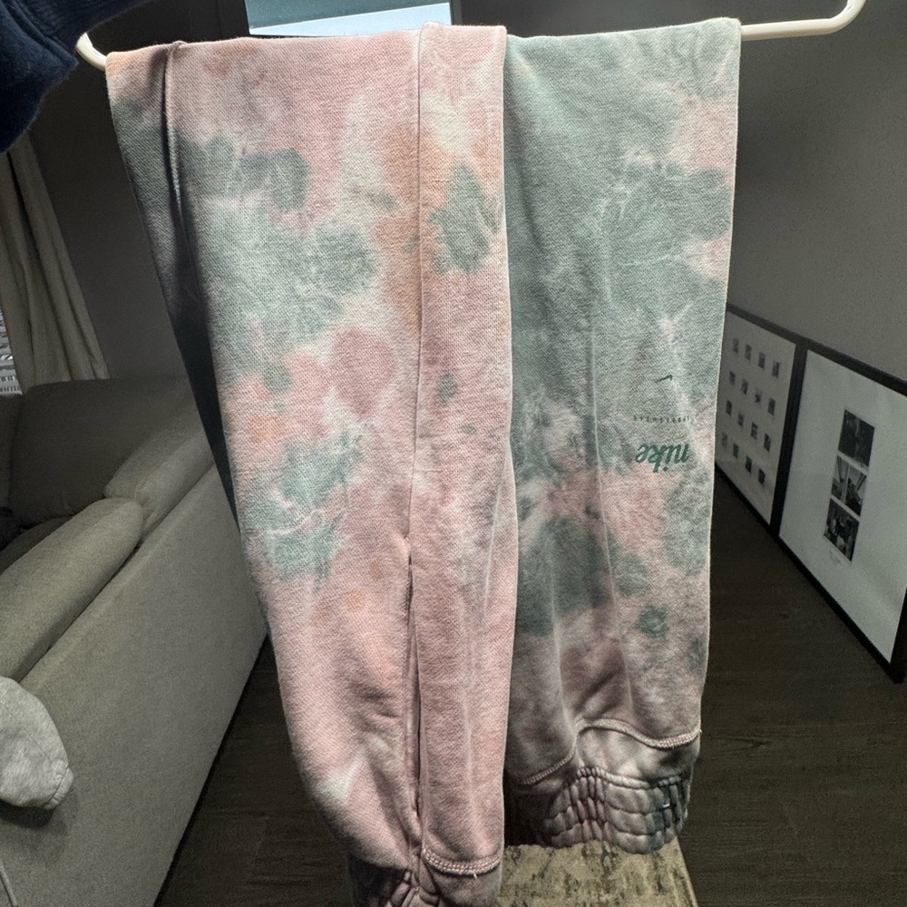 Nike Pink and Green Tie-Dye Joggers